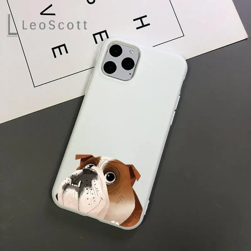 

French Bull dog cute funny cartoon lovely Phone Case Candy Color for iPhone 11 12 mini pro XS MAX 8 7 6 6S Plus X 5S SE 2020 XR
