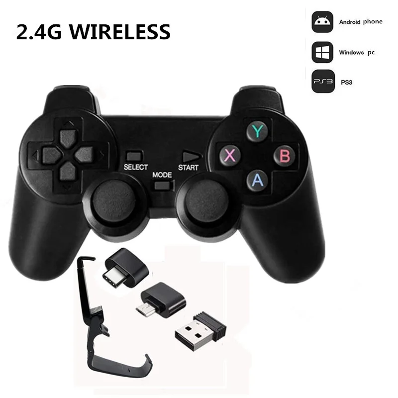 Беспроводной игровой контроллер 2 4G джойстик с адаптером OTG Micro USB для Android TV Box ПК PS3