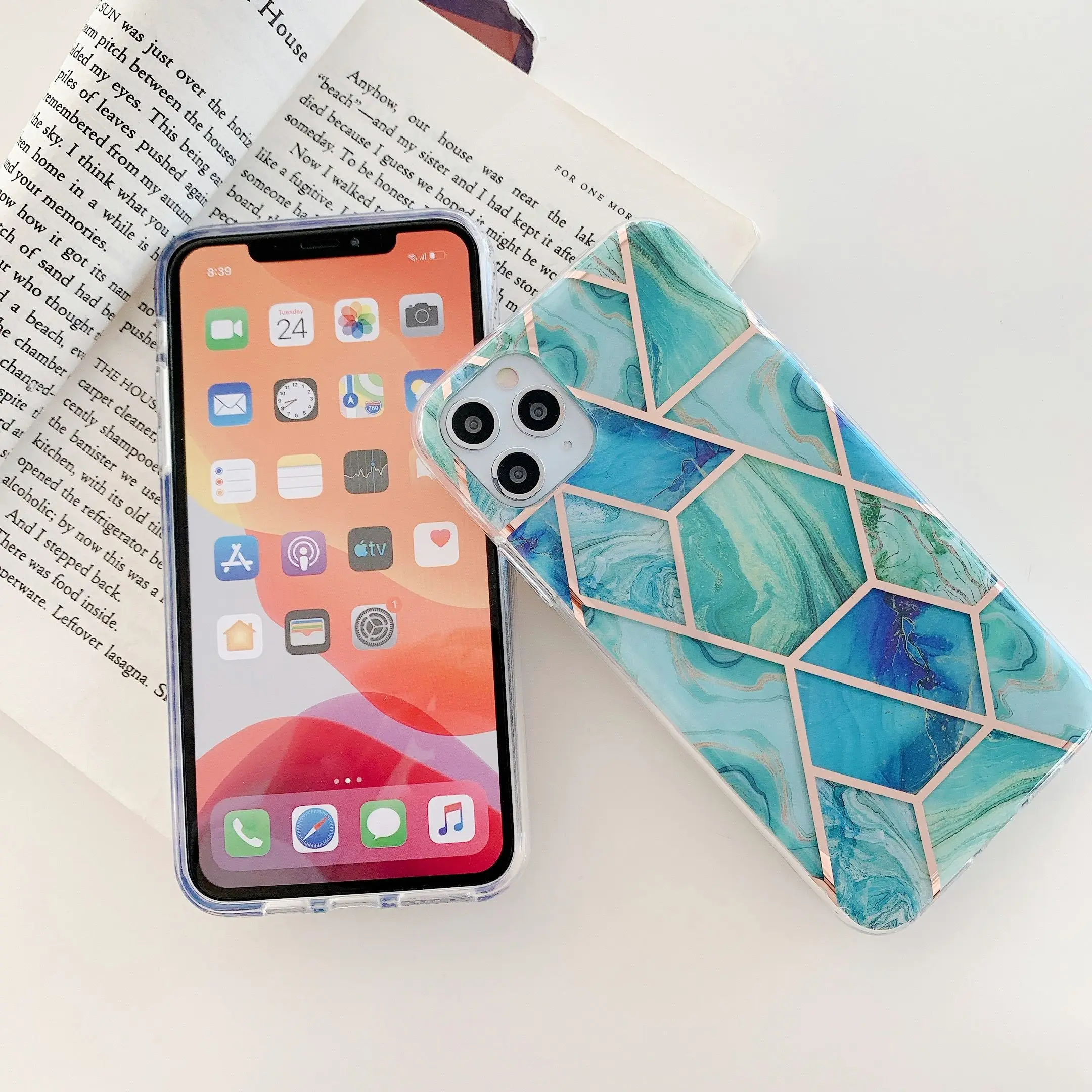 

Phone Funda for Xiaomi Mi Poco M3 Redmi Note 9 4G 9 Power 9T Electroplate Geometric Case Thicken Glossy Marble TPU Durable Cover