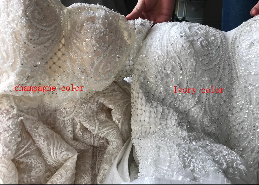 Robe de mariee с открытыми плечами Длинные рукава Кружева Аппликация блестящее свадебное платье цвета шампанского