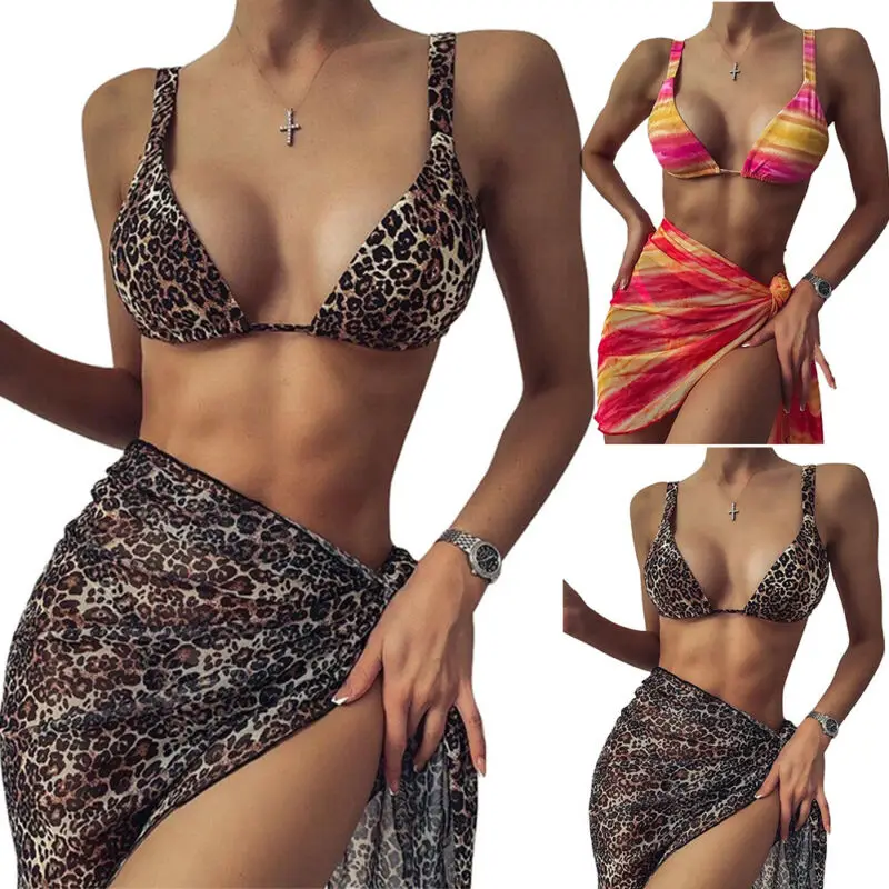 

3 шт./компл. Leoaprd бикини пуш-ап с вкладками, Купальный костюм Для женщин s купальный костюм; Купальник женский комплект 2 шт. купальник