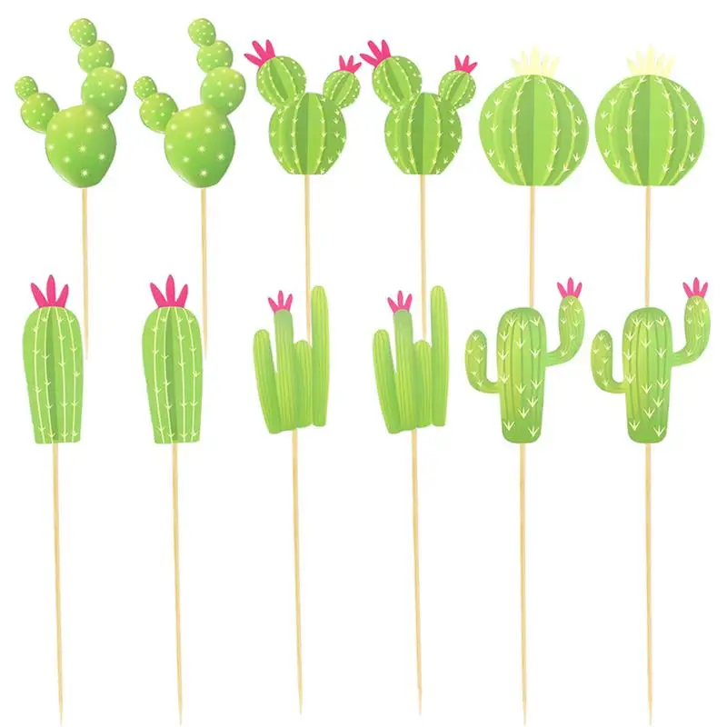 4 комплекта торта топперы очаровательные бумажные Кактус Украшения палочки для