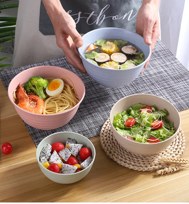 

Wheat Straw Rice Bowls Instant Noodle Bowl Japanese Soup Bowls Thickened Ramen Bowl Salad Bowl Household Rice Bowl Tableware
