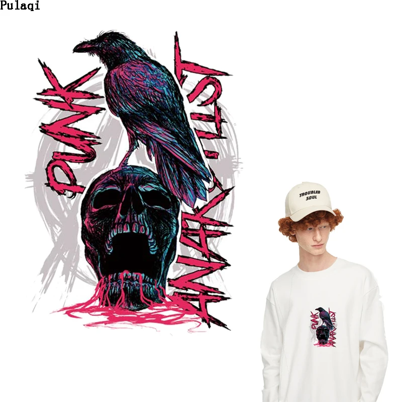Pulaqi с черепом в стиле панк рок термоклейкие виниловые нашивки для одежды очень