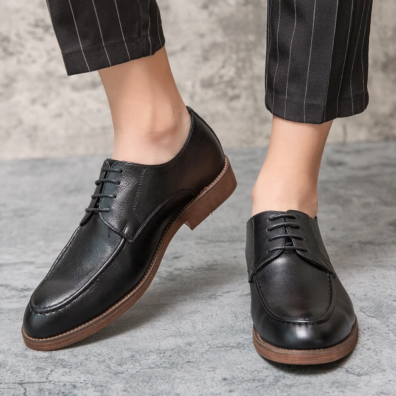 

High Quality Beef Tendon Bottom British Style Men's Casual Leather Shoes Plus Size 38-47 Business Formal Shoes Sneakers Men *