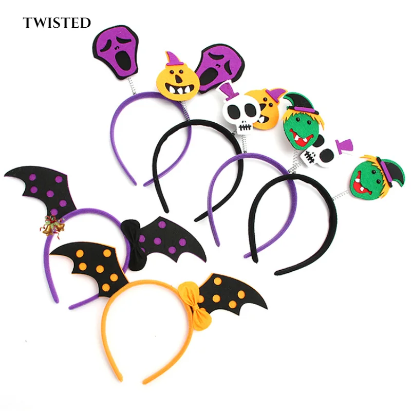 

Halloween Decorations Child Masquerade Party Show Head Buckle Pumpkin Witch Skull Headband Funny Decoration Moving Ear Hat