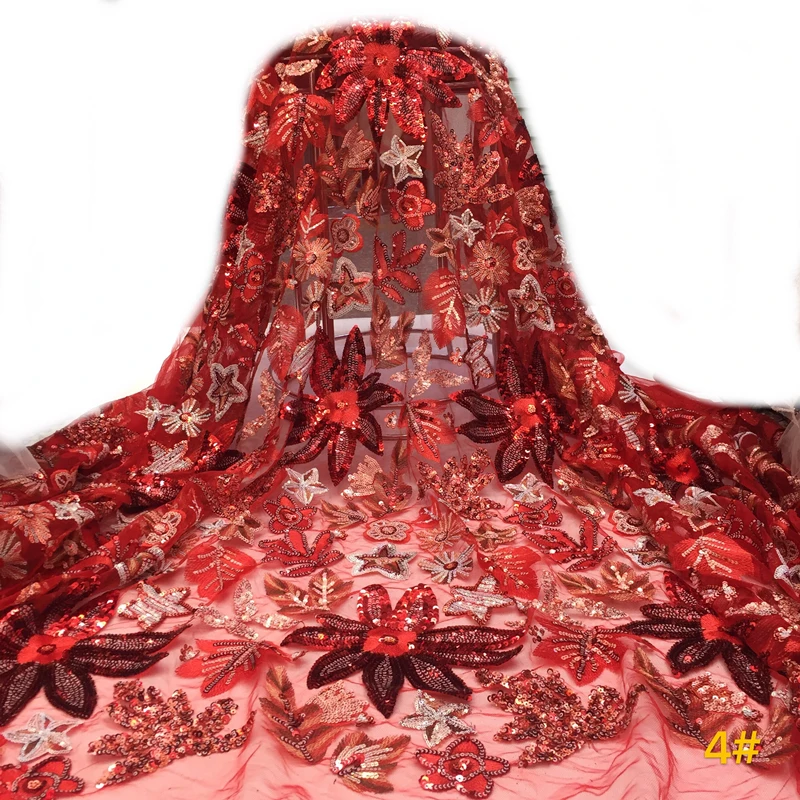 

New Africa tulle Lace Fabric 2019 Nigeria tulle lace With High Quality Sequins Embroidery Fabric For women's party dresses