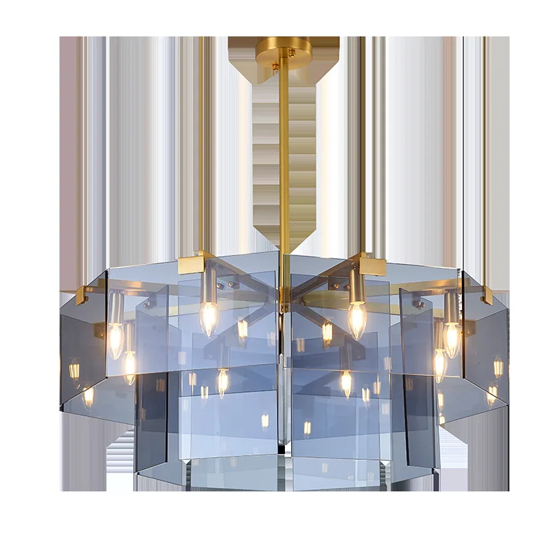 Постмодерн роскошный светодиодный светильник люстра голубое стекло подвесной
