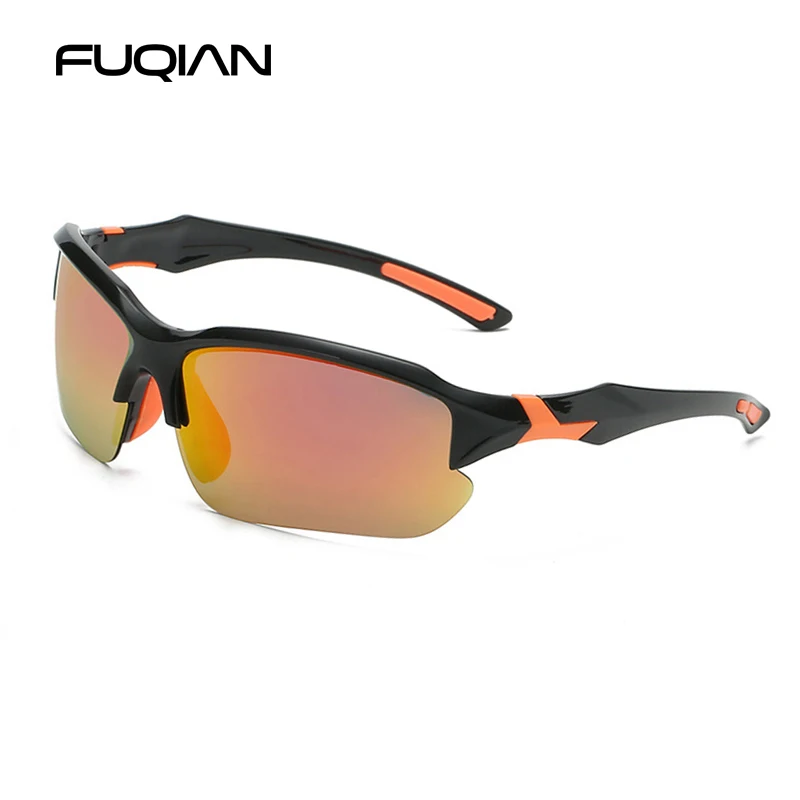 

FUQIAN New Sports Men Sun Glasses Fashion Rimless Platic Polarized Sunglasses For Male Fashion Outdoor Shades Goggle UV400