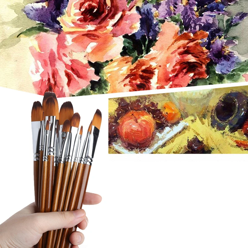 

13Pcs Artist Paint Brush Set Nylon Hair Oil Painting Acrylic Drawing