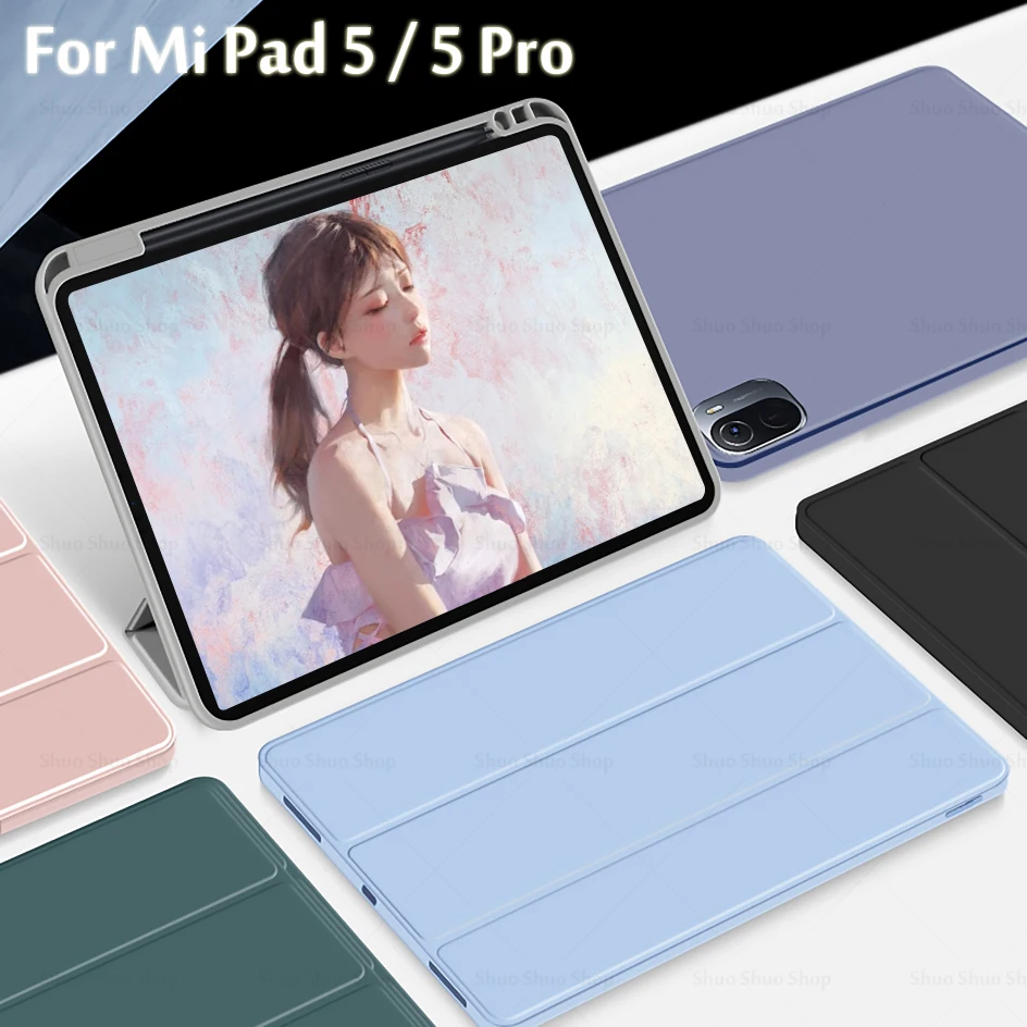 

Чехол с подставкой и держателем для карандашей для xiaomi mi pad 5 Pro, 11 дюймов, откидной чехол для планшета Mipad 5 mi pad5/5Pro, противоударный чехол