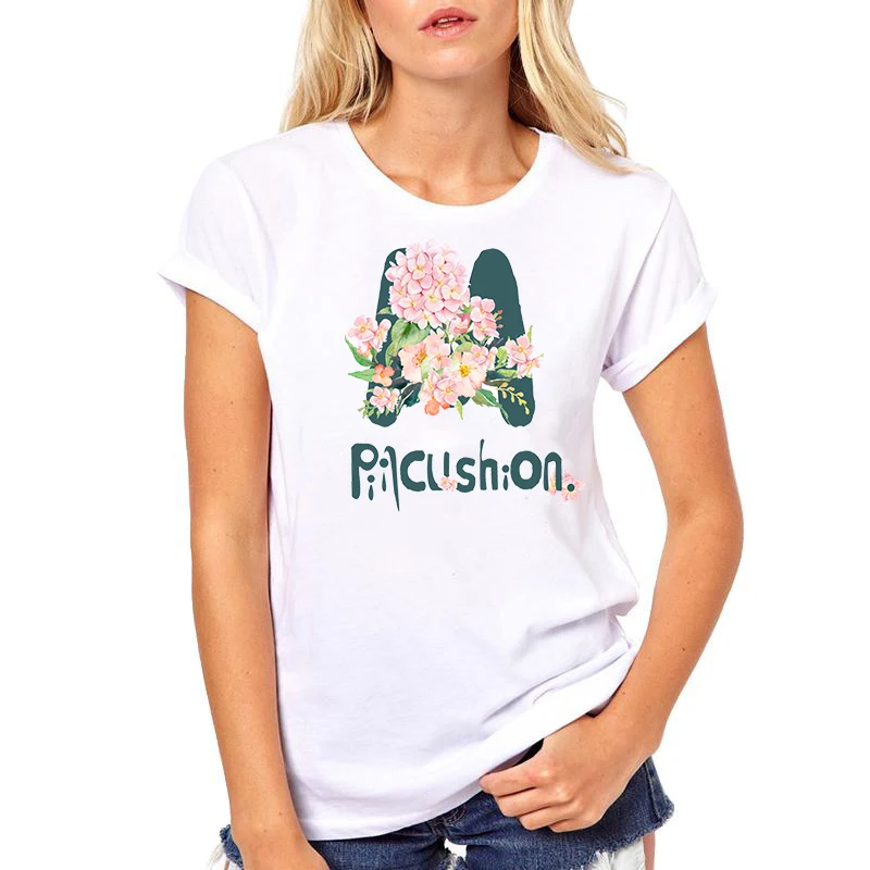Women's Casual T-Shirt 2021 New Summer Fashion Couple Short Sleeve Top Flowers Print Simple  Comfortable  T-Shirt for Female