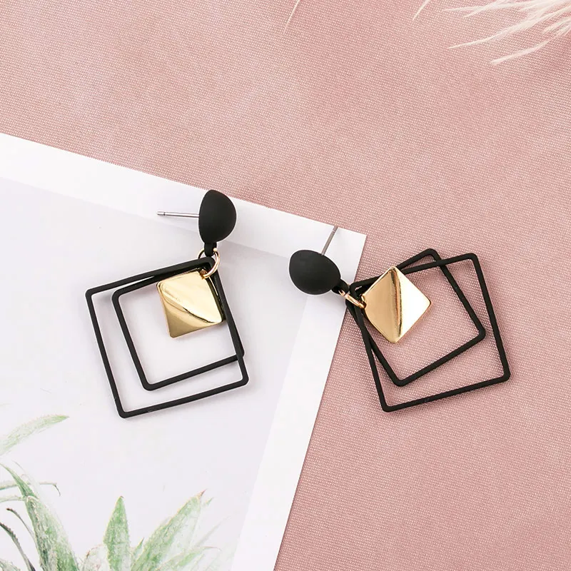 Product 17 POXAM винтажные массивные черные акриловые Висячие серьги для женщин модные ювелирные изделия корейский, геометрической формы золотые свисающие серьги с бриллиантами - Окраска металла: Product 17