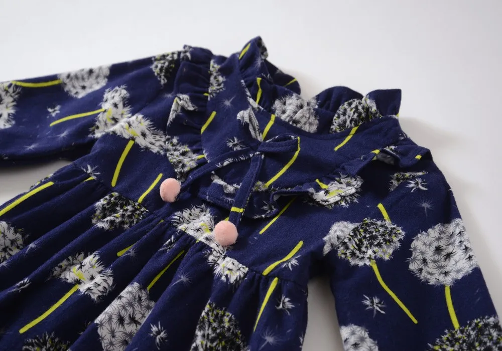 2019 Fashion Hot Sale Children's Long Sleeve Flower Print Princess Dress Baby Girl Floral платье 40* | Детская одежда и