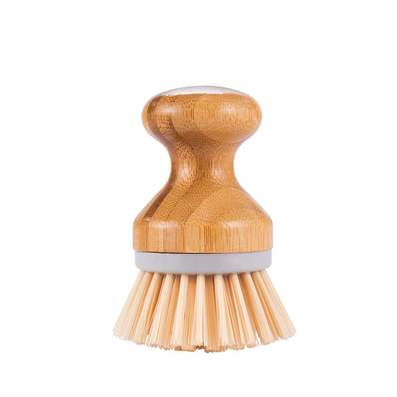 

100pcs Round Mini Palm Scrub Brush, Natural Bamboo Stiff Bristles Wet Cleaning Scrubber - Wash Cast Iron Pots, Pans, Vegetables