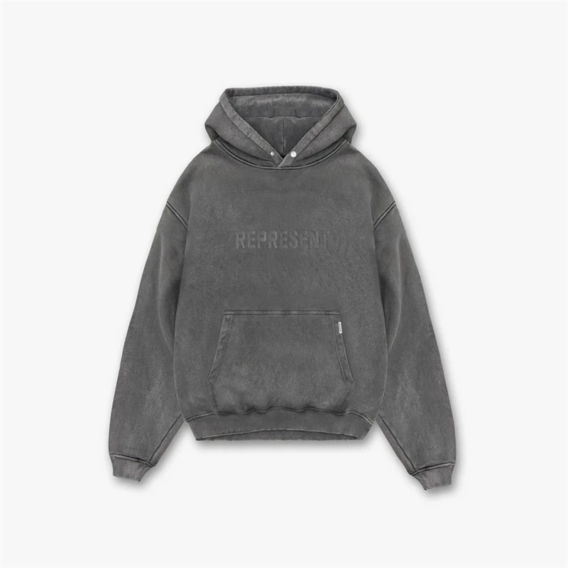 

Nice Washed Represent Embroidery Logo Hoodie Men Women 1:1 Best Quality Vintage Represent Hoodie Hooded Overhead Sweatshirts