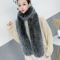 imitation fur fox hair shawl womens long thicker warm winter scarf faux fur scarf