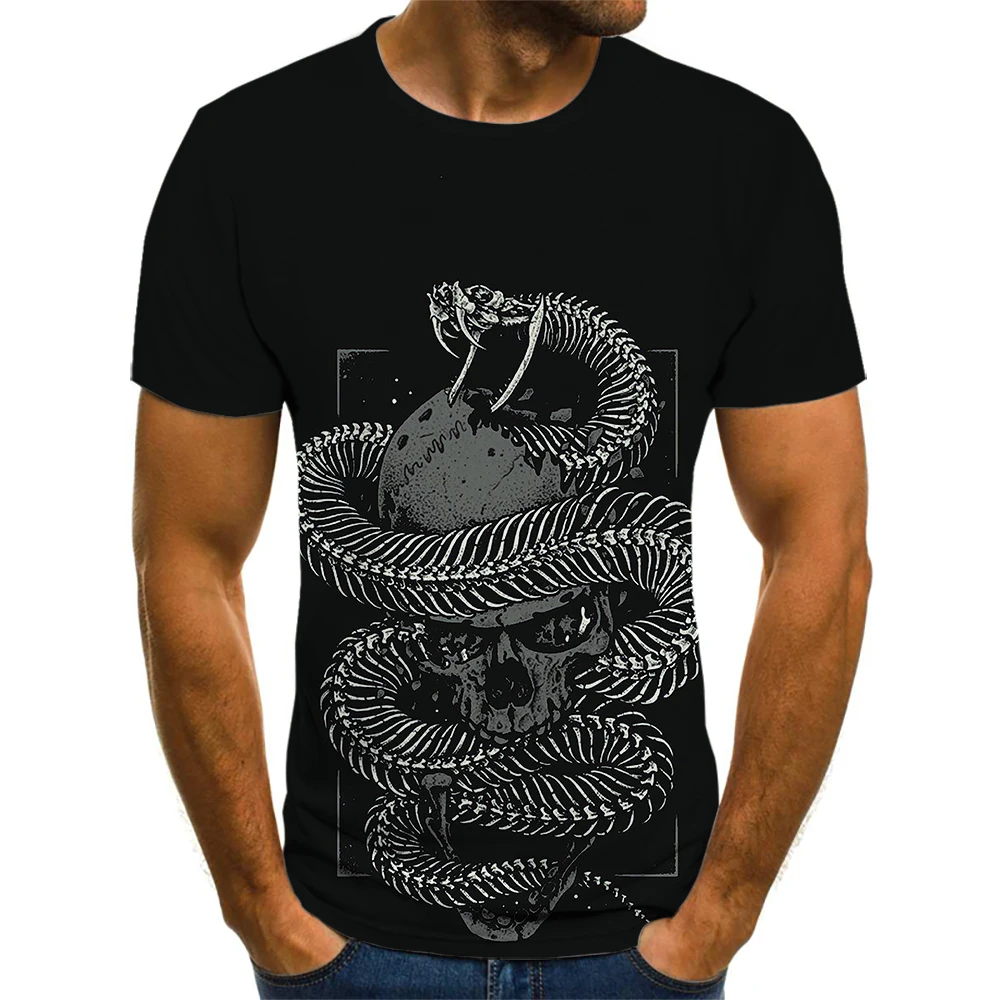 

Футболка мужская в стиле Харадзюку, маленький Повседневный Топ с коротким рукавом и черепом, свободная дышащая модная индивидуализированн...