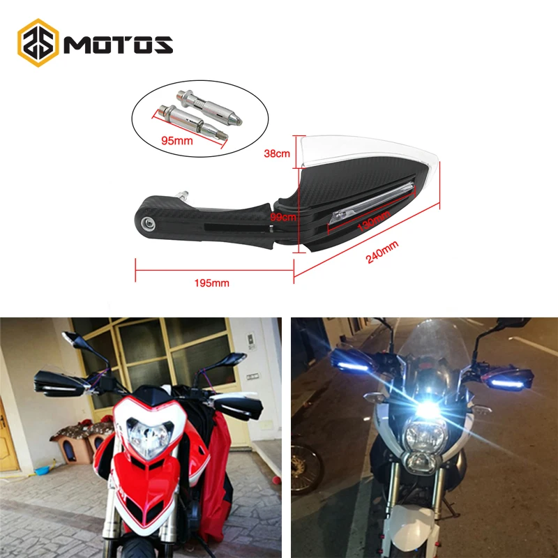 

ZS MOTOS 7/8" 22mm Motorcycle LED handlebar Aluminum Motorcycle Hand Guards with LED Light Bike Universal Hand Protectors Motos