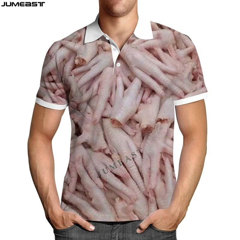 

Jumeast Y2k Men Women 3D Printed Sweatshirt Hip Hop Food Meat Polo T Shirt Hip Hop Sport Pullover Tops Tees