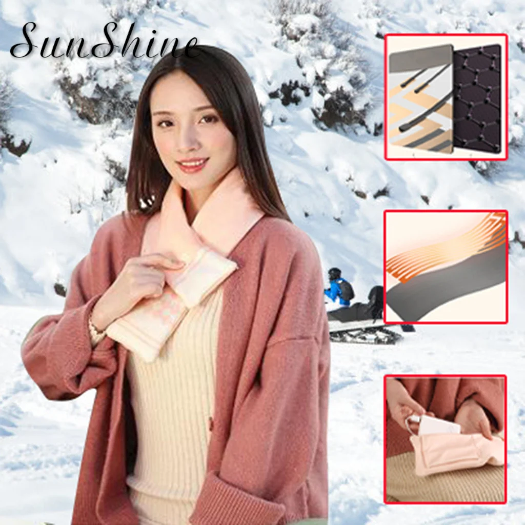 Женский зимний Электрический шарф перезаряжаемый с подогревом моющийся шаль
