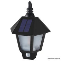 2020 new solar lights ip55 always bright induction highlight retro hexagonal black half wall lamp outdoor waterproof garden lamp