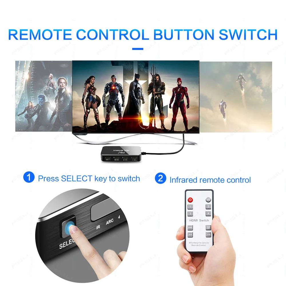 HDMI переключатель 2 0 4K 60 Гц HDR Сплиттер 4 в 1 аудио экстрактор ARC & IR управление для PS3