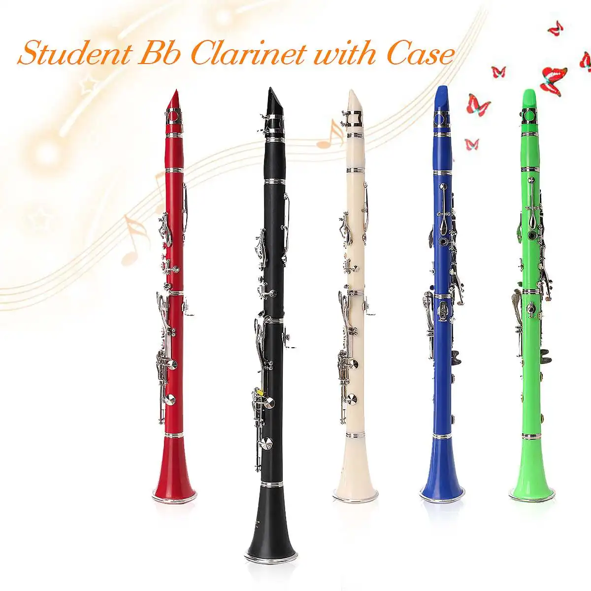 

Professional 17 Key Bb Beginner Clarinet Clarionet with Cleaning Cloth Carry Case
