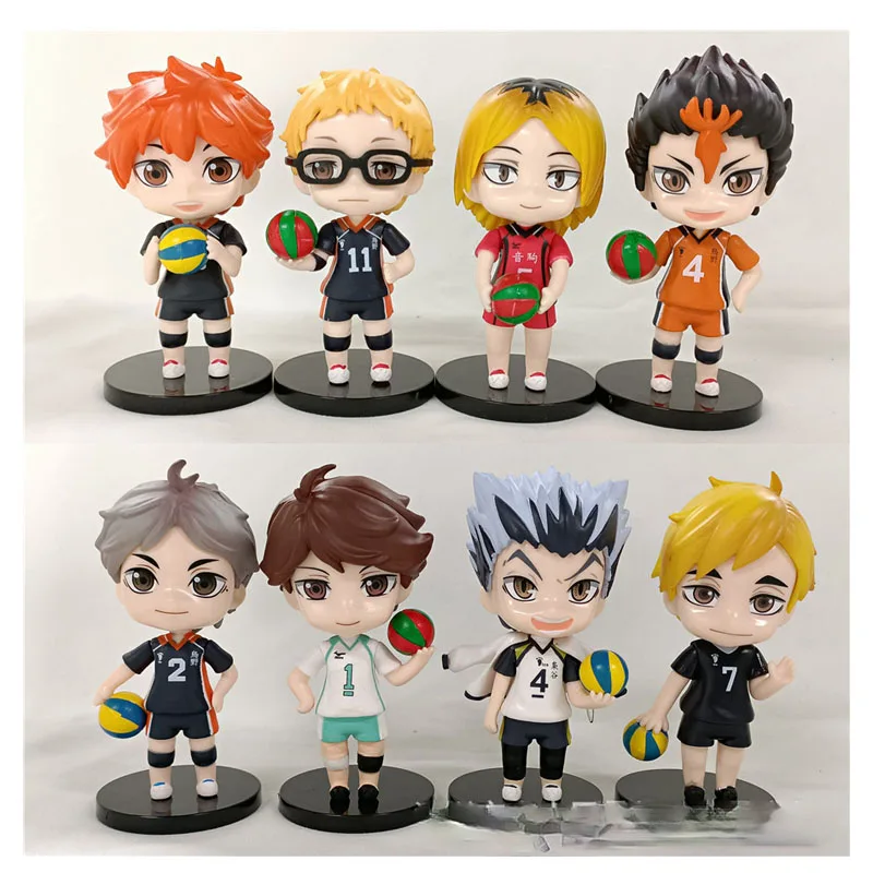 

8PCS/set Anime Haikyuu Action Figure Big Head Kenma Hinata Shoyo Tobio Koushi Volleyball Juvenile Model Toy Boys Collection