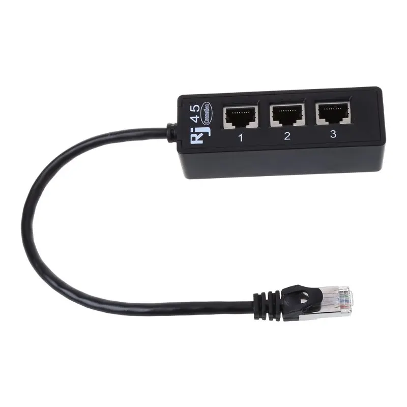 

1 to 3 Socket LAN Ethernet Network RJ45 Plug Splitter Extender Adapter Connector