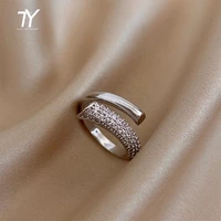 high sense creative metal gold color zircon rings for woman 2022 new fashion korean finger jewelry wedding girls exquisite ring