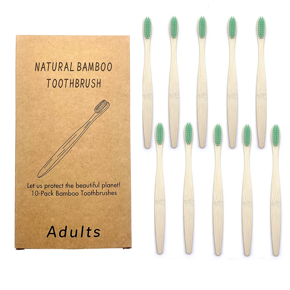 

10Pcs Adult Multi-color Natural Bamboo Toothbrush With Wood Handle Soft Bristle Adult Toothbrush Eco Friendly Bamboo Toothbrush