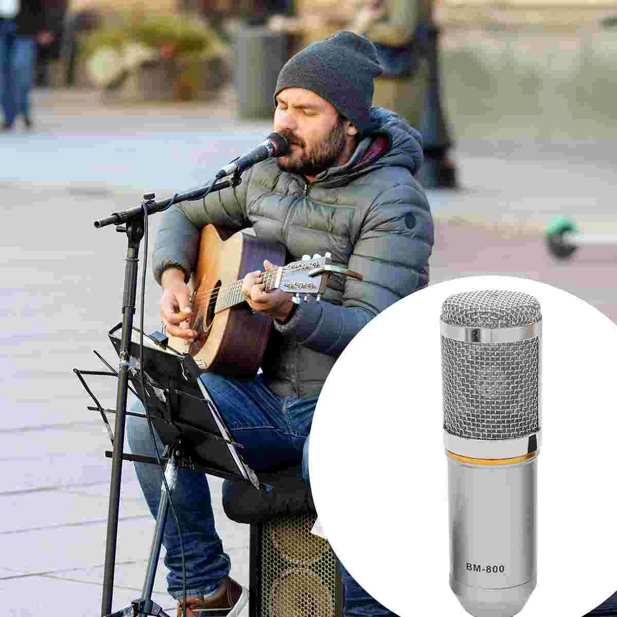 BM-800 Professional Studio Broadcasting Recording Condenser Microphone with Mount and Stand (Black Silver) | Электроника