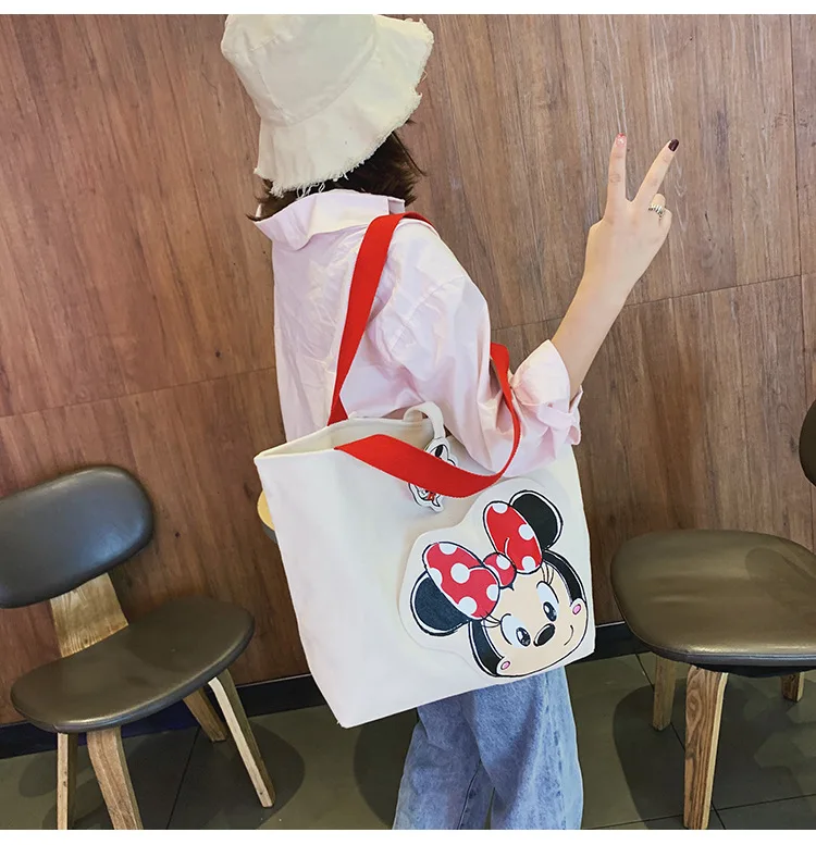 Disney новая большая сумка женская сумка милый мультяшный Микки Большая вместительная сумка для девочек Сумка тканевая через плечо сумки кошелек шоппинг