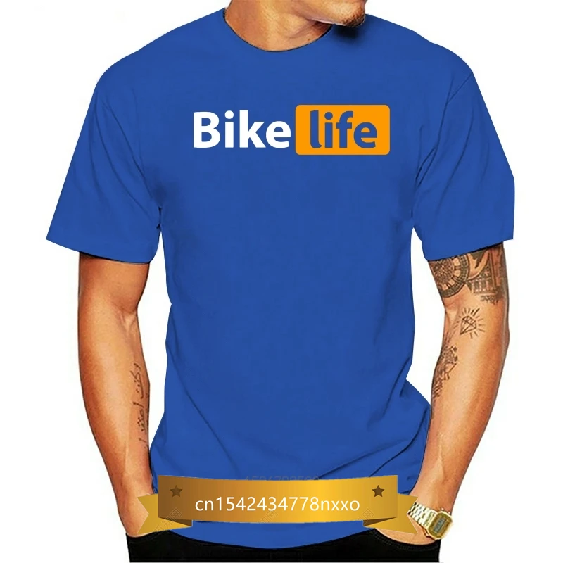 

Bikes life hub logotipo dos homens t camisa de moda marca plus tamanho o pescoço algodão personalizado manga curta t camisa