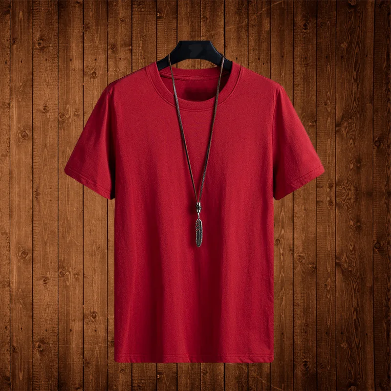 

Men's short sleeve T-shirt thin summer trend solid color half sleeve CL5