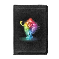 high quality leather the lion king printing travel passport cover id credit card case