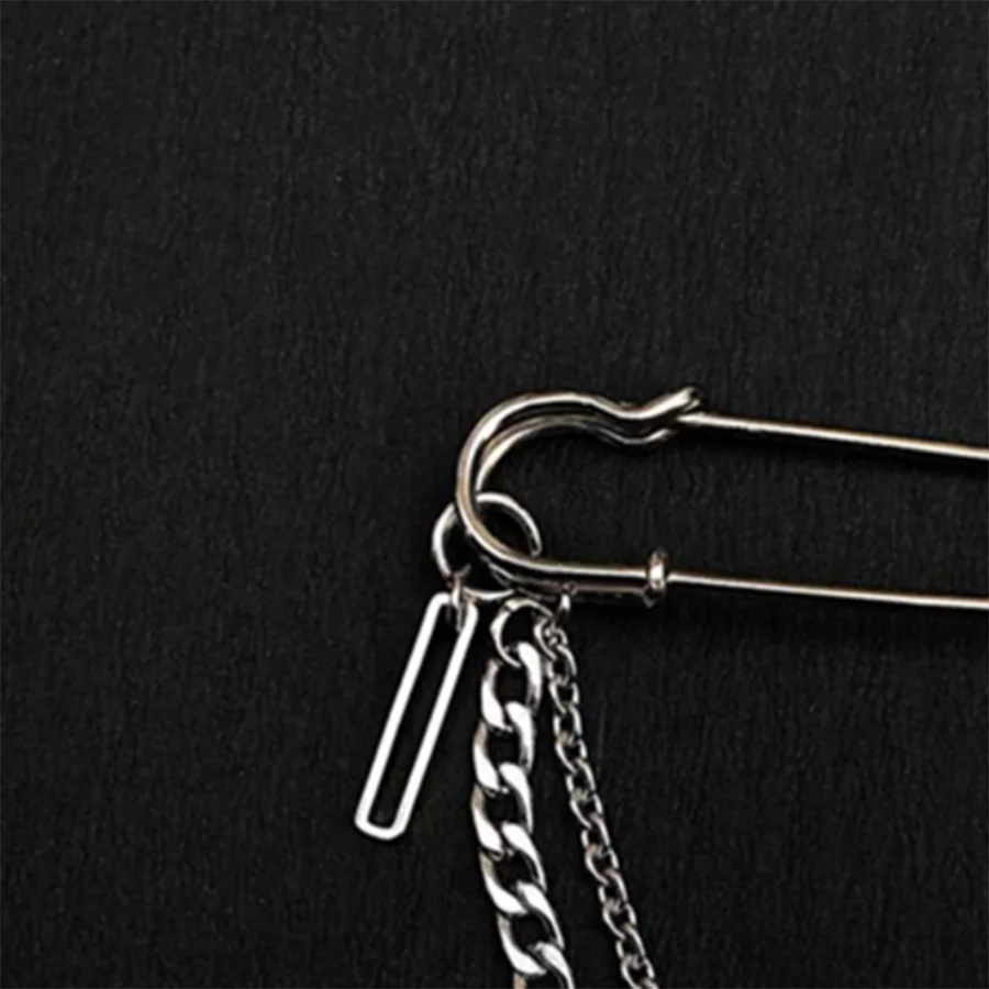 

Japan and South Korea Punk Tide Cool Chain Pin Brooch 2020 Street Fashion Metal Decoration Punk Hip Hop Clothing Men Accessories