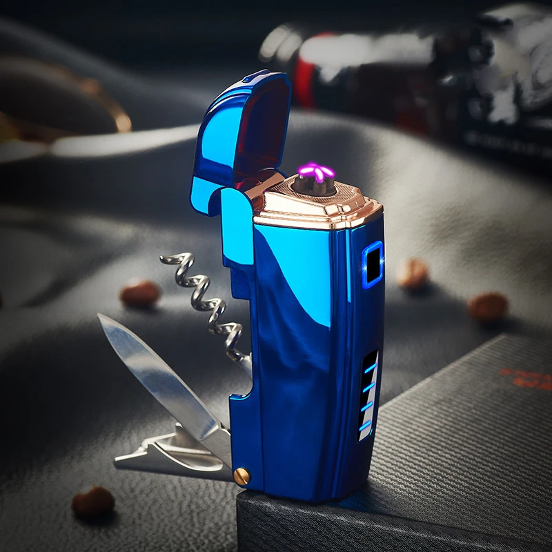 Двойная плазменная дуговая зажигалка с защитой от ветра зарядка USB для курения на