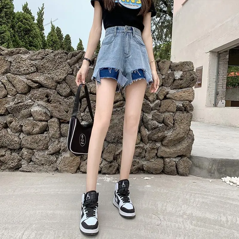 

Shorts Womens New Designers Tassel Vintage BF High Waist Ripped Loose Wide-leg Trousers All-match Cozy Ulzzang Stylish Female