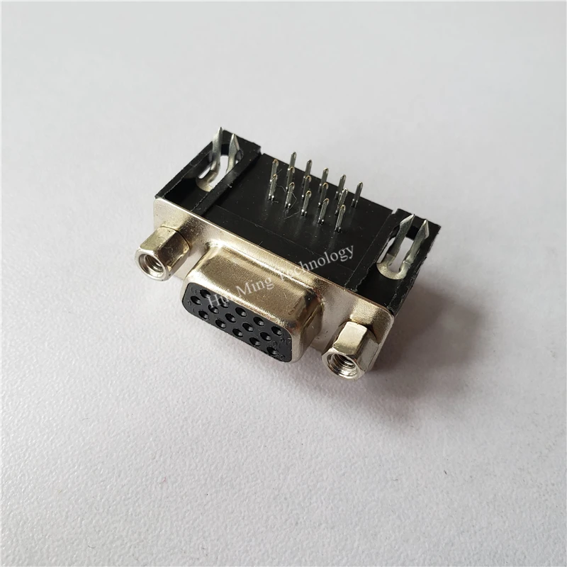 25pcs Black HDR15 female body long curved welding plug VGA socket three rows DB15 DR15 hole 90 degree needle | Обустройство дома