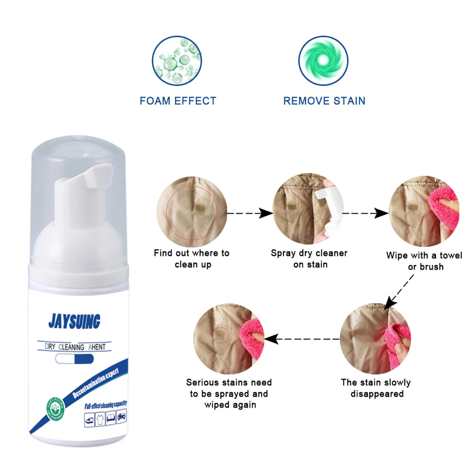 

Multi-purpose Waterless Clothing Cleansing Foam Rinse-free Agent Liquid White Shoe Cleaner 100ml Shoes Care Sneaker Cleaner