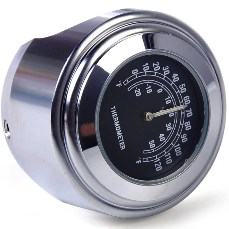 

2PCS Motorcycle Quartz Clock and Thermometer 7/8Inch Waterproof Bike Handlebar Watch Aluminum Universal Accessories