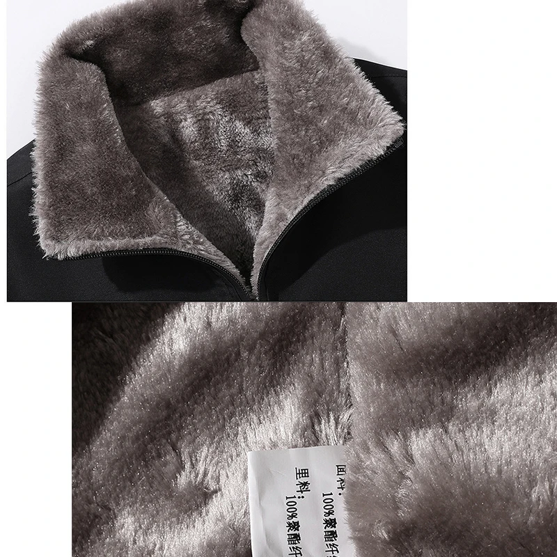 Thicken Fleece Parka Jacets Men Fur Collar Zip Up Winter Cold Coats Male Cotton Padded Windbreakers Plus Size 5XL Warm Clothes