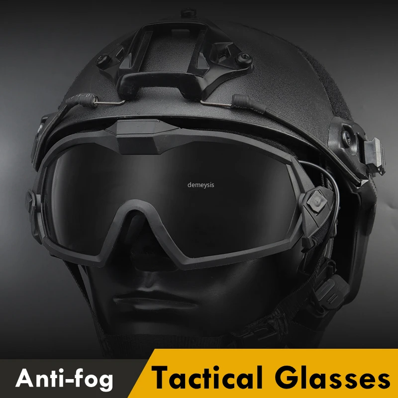 Tactical Combat Goggles 2 Interchangeable Lens Anti-Fog Military Airsoft Glasses Windproof Motorcycle Hunting Wargame Eyewear