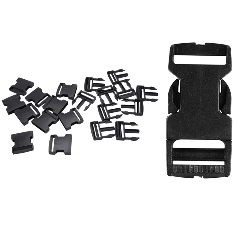 

20Pcs Plastic Buckles Clips Paracord For Paracord Bracelet Black Strap Clasp 20Mm & 38Mm