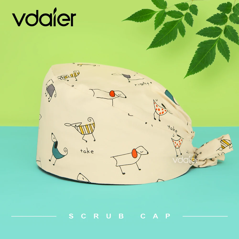 

Wholesale Unisex Medical Scrub Cap Nursing Hat Cotton Adjustable Printing Pet Hospital Doctor Hat Dental Clinic Surgical Caps