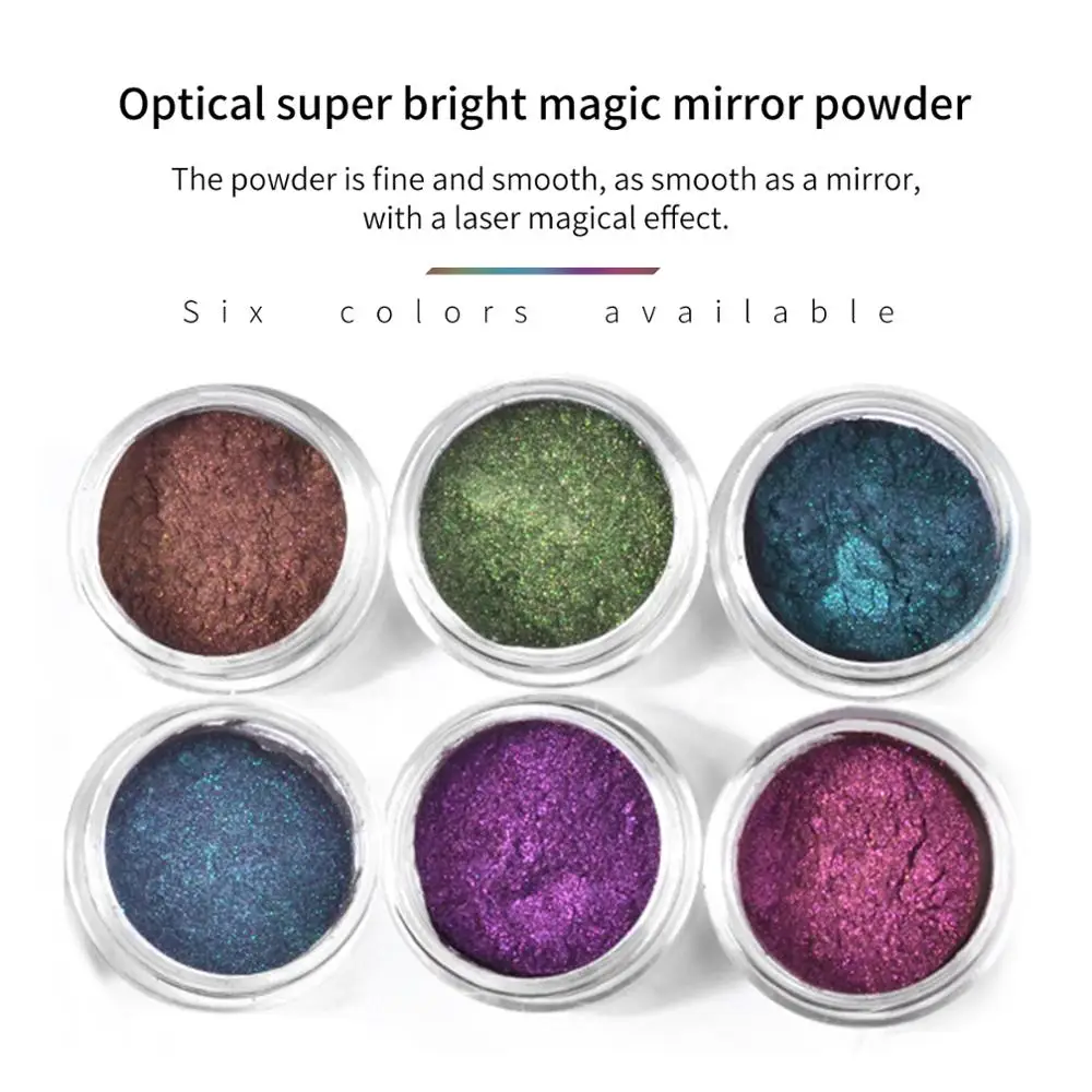 

0.3g/Box Chameleon Mirror Laser Nail Glitter Powders Auroras Nail Art Chrome Pigment Dust DIY Design Decoration 6ox