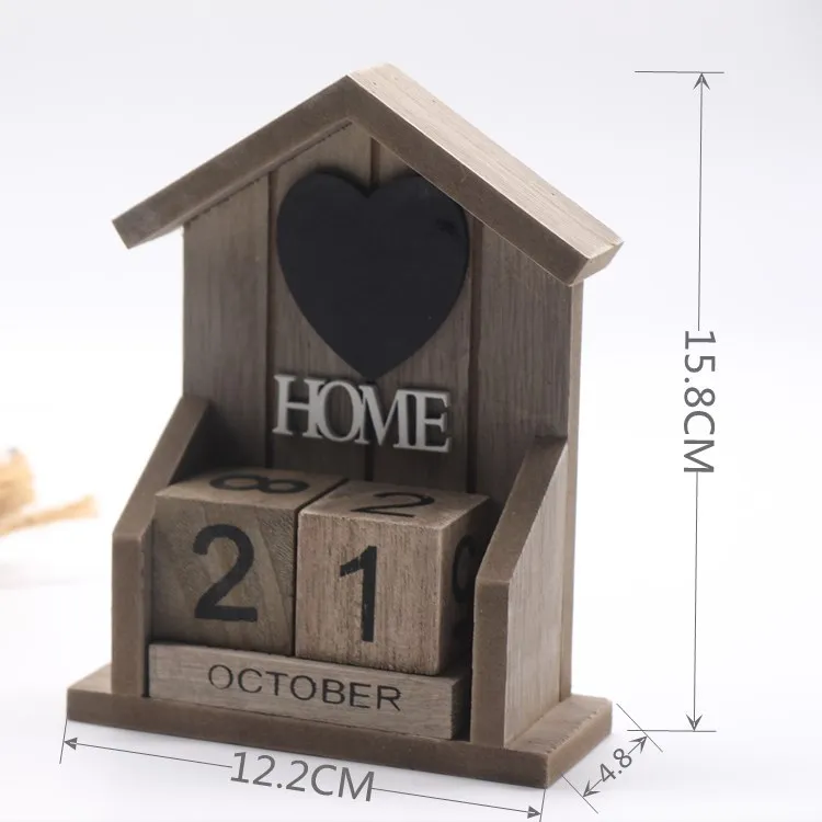european retro old classic style small house home modelling wooden calendar creative decoration house decoration free global shipping