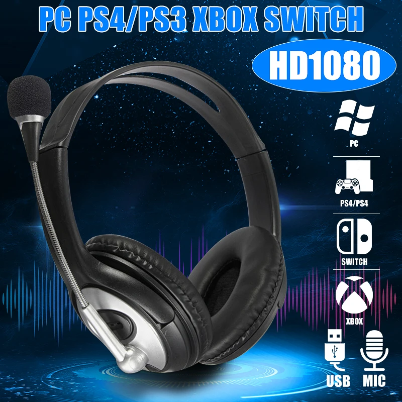 Практичные USB стереонаушники игровая гарнитура наушники с микрофоном для ПК